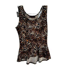 NWOT Annabelle Animal Print Peplum Tank‎ Top Medium